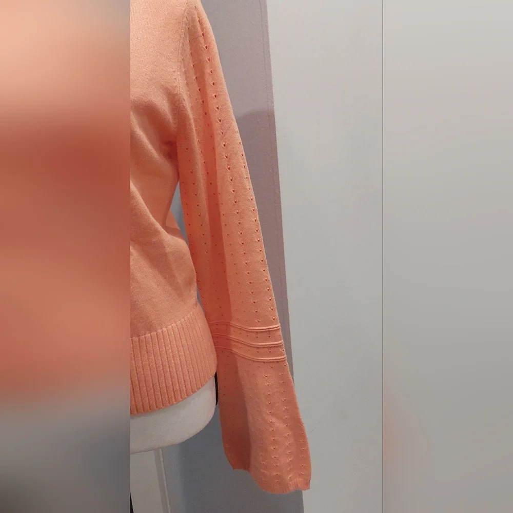 Guess Orange V-Neck Sweater Lightweight Knit - Picture 3 of 10